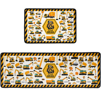 Construction Vehicles Truck, Unicorn Letter - Personalized Runner Rug