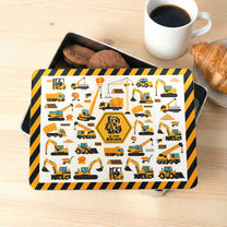 Construction Vehicles, Monster Truck, Unicorn Letter - Personalized Cookie Tin Box