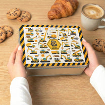 Construction Vehicles, Monster Truck, Unicorn Letter - Personalized Cookie Tin Box