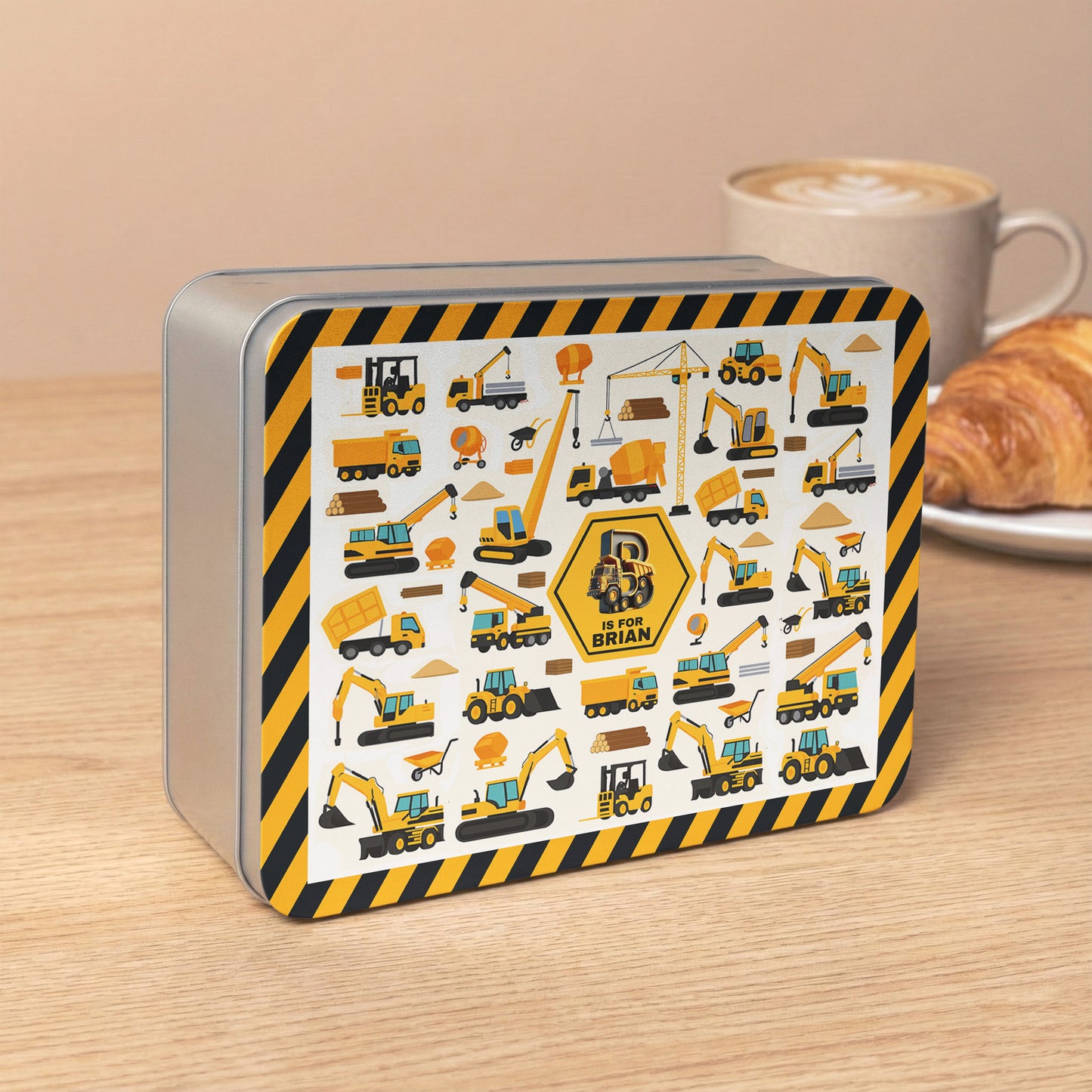 Construction Vehicles, Monster Truck, Unicorn Letter - Personalized Cookie Tin Box