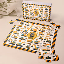 Construction Vehicles, Unicorn Letter - Personalized Jigsaw Puzzle