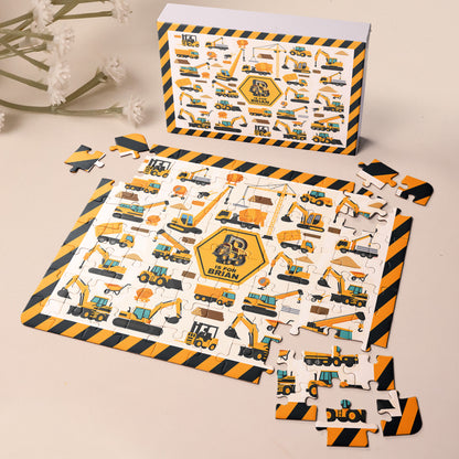 Construction Vehicles, Unicorn Letter - Personalized Jigsaw Puzzle