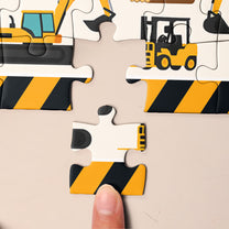 Construction Vehicles, Unicorn Letter - Personalized Jigsaw Puzzle