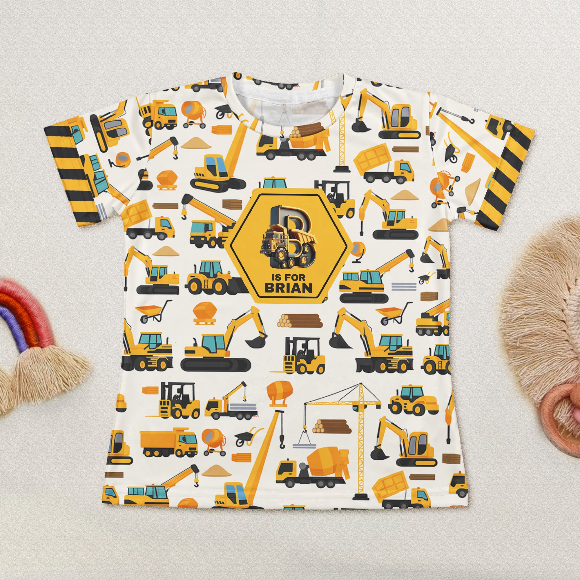 Construction,-Monster-Truck-Unicorn-Astronaut-Letter-Personalized-Kids-Clothing-Set-3