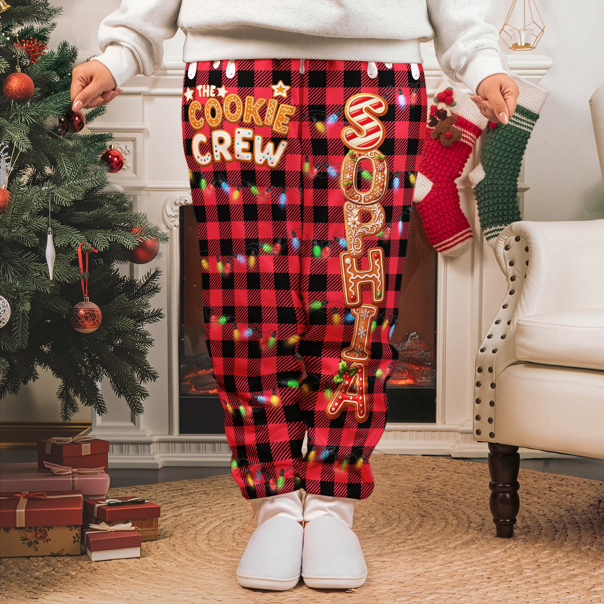 Cookie Crew Custom Gingerbread Letter With Name For Family, Kids - Personalized Sweatpants
