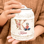 Cookie Jar With Butterfly Monogram Letter - Personalized Cookie Jar