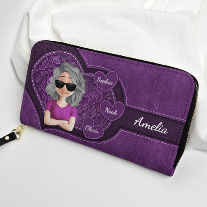 Cool Grandma - Personalized Leather Long Wallet