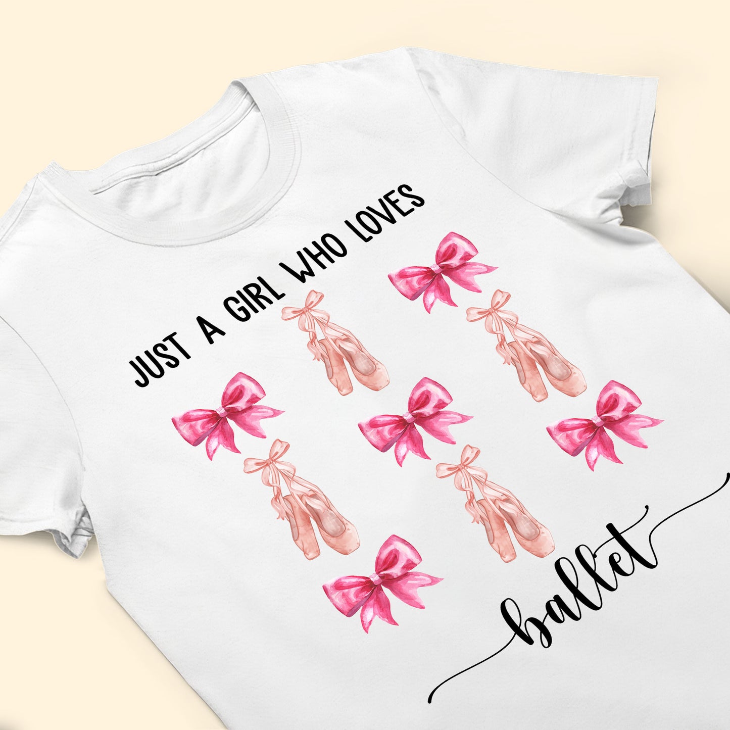 Coquette Pink Bow Trendy Just A Girl Who Loves Ballet, Baseball - Personalized Shirt