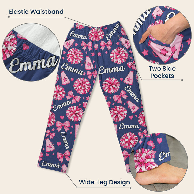 Coquette-Bow-Cheerleader-Custom-Name-Gift-For-Cheerleader-Girl-Personalized-Lounge-Pants-4