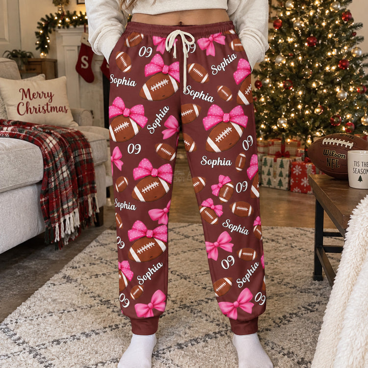 Coquette-Bow-Football-Custom-Name,-Number-Gift-For-Flag-Football-Player,-Flag-Football-Team,-American-Football-Lovers-Personalized-Lounge-Pants-2