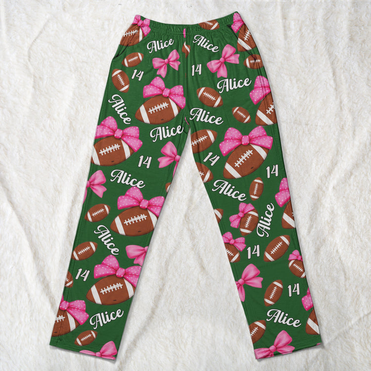 Coquette-Bow-Football-Custom-Name,-Number-Gift-For-Flag-Football-Player,-Flag-Football-Team,-American-Football-Lovers-Personalized-Lounge-Pants-4