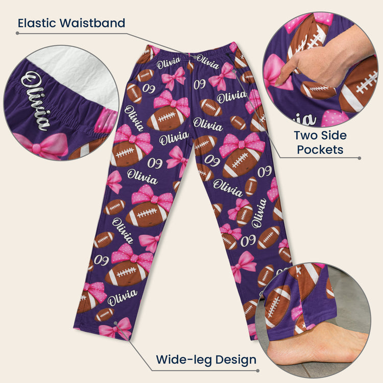 Coquette-Bow-Football-Custom-Name,-Number-Gift-For-Flag-Football-Player,-Flag-Football-Team,-American-Football-Lovers-Personalized-Lounge-Pants-9