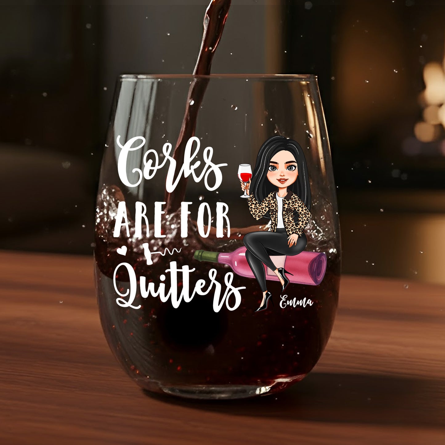 Corks Are For Quitters For Wine Lovers, Wine Besties - Personalized Stemless Wine Glass