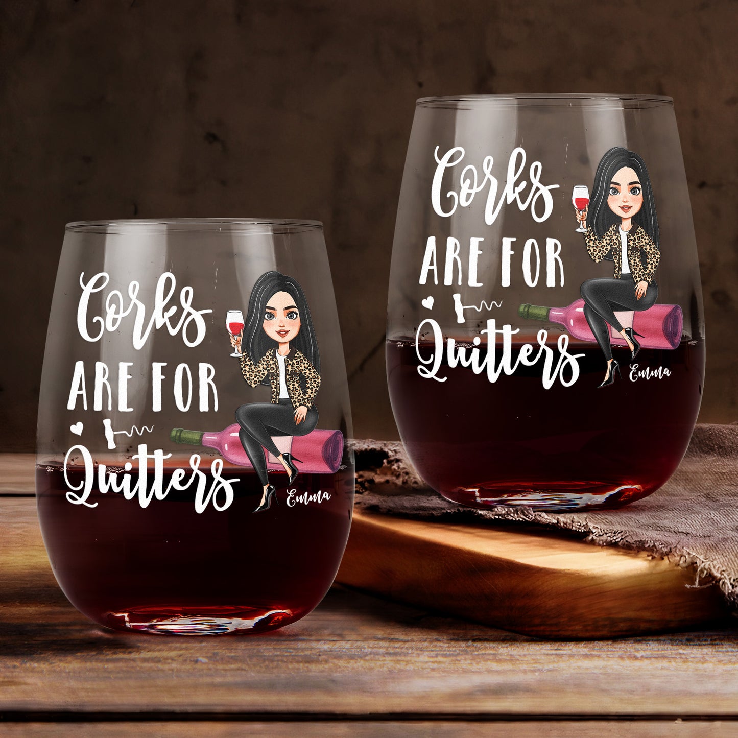 Corks Are For Quitters For Wine Lovers, Wine Besties - Personalized Stemless Wine Glass
