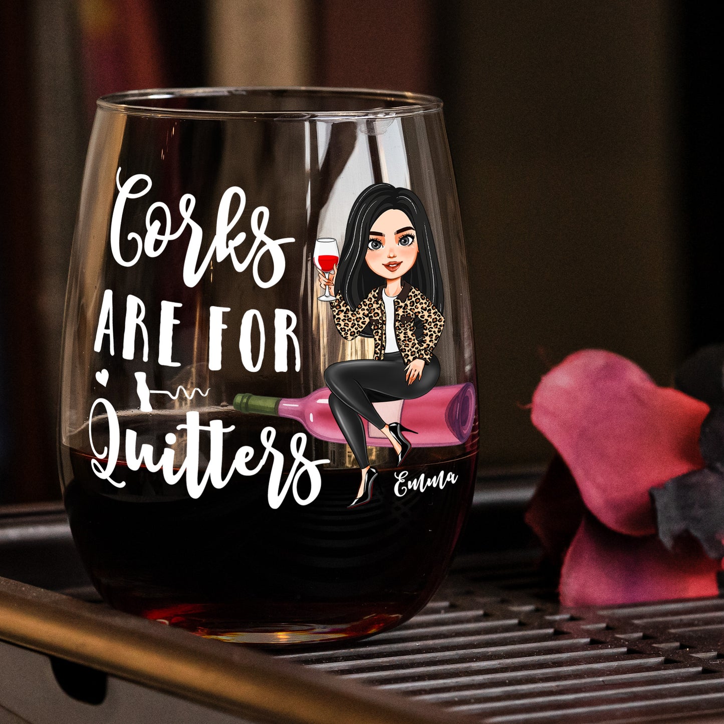 Corks Are For Quitters For Wine Lovers, Wine Besties - Personalized Stemless Wine Glass