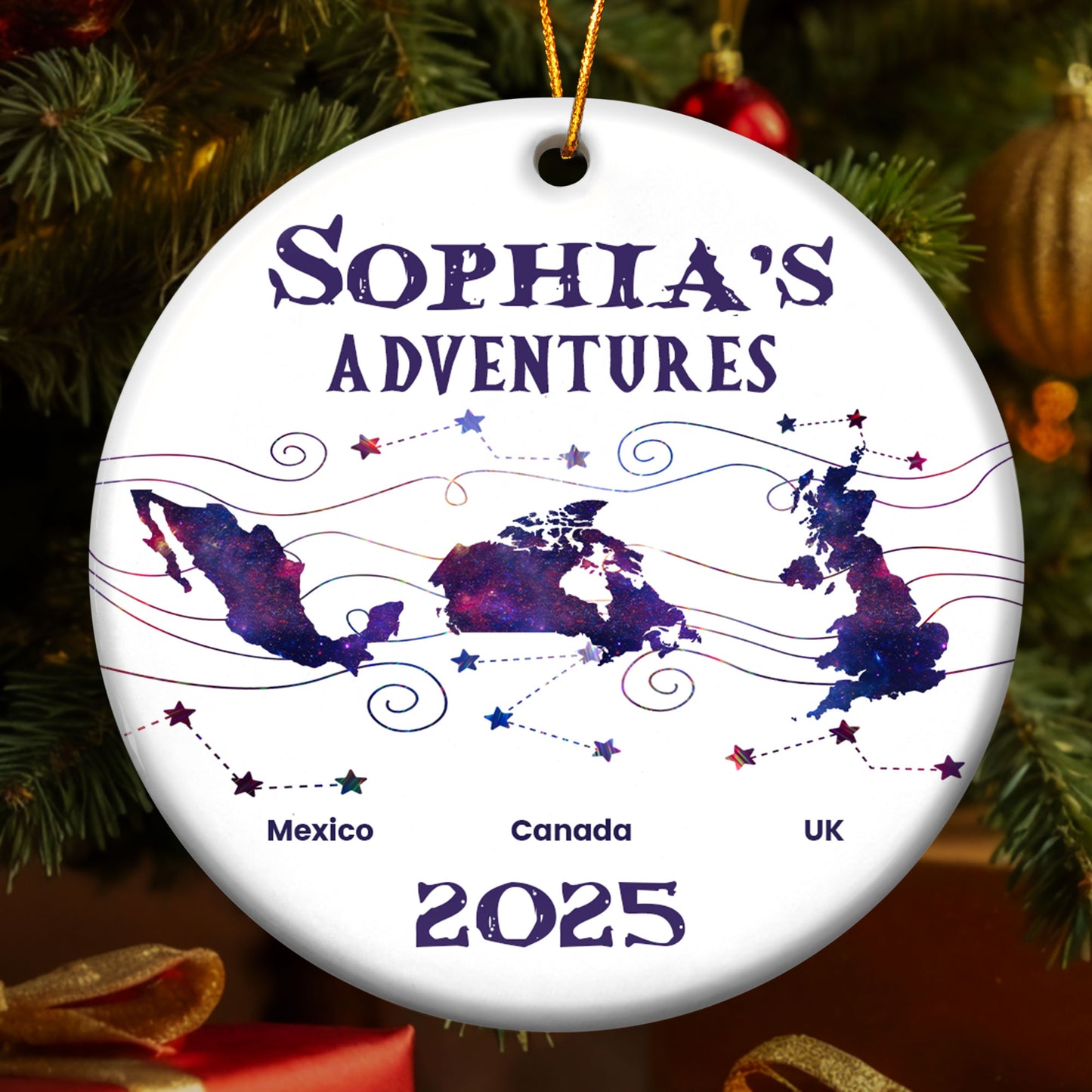 Country List Travel - Personalized Ceramic Ornament