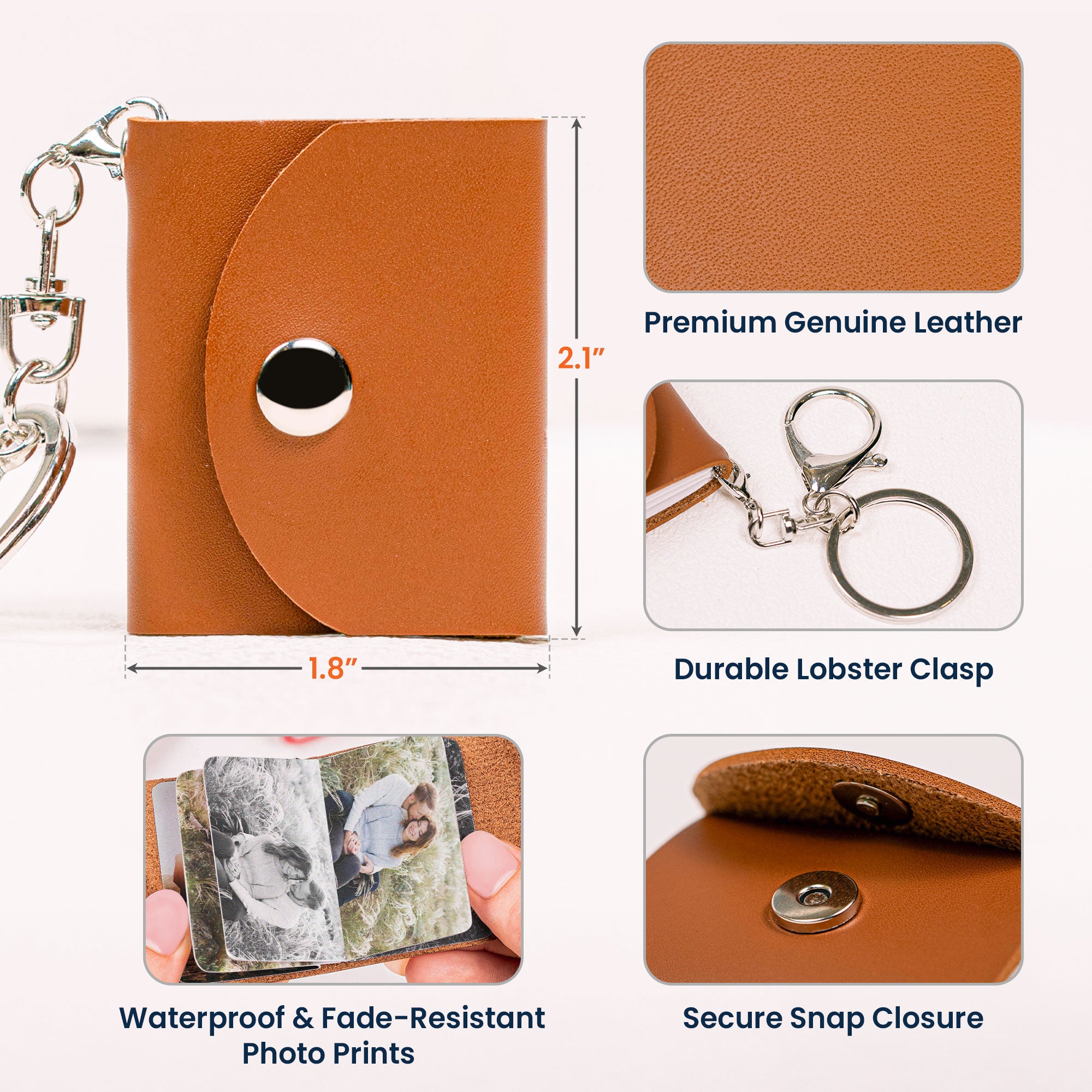 Couple Anniversary Birthday Gifts - Personalized Mini Photo Album Keychain