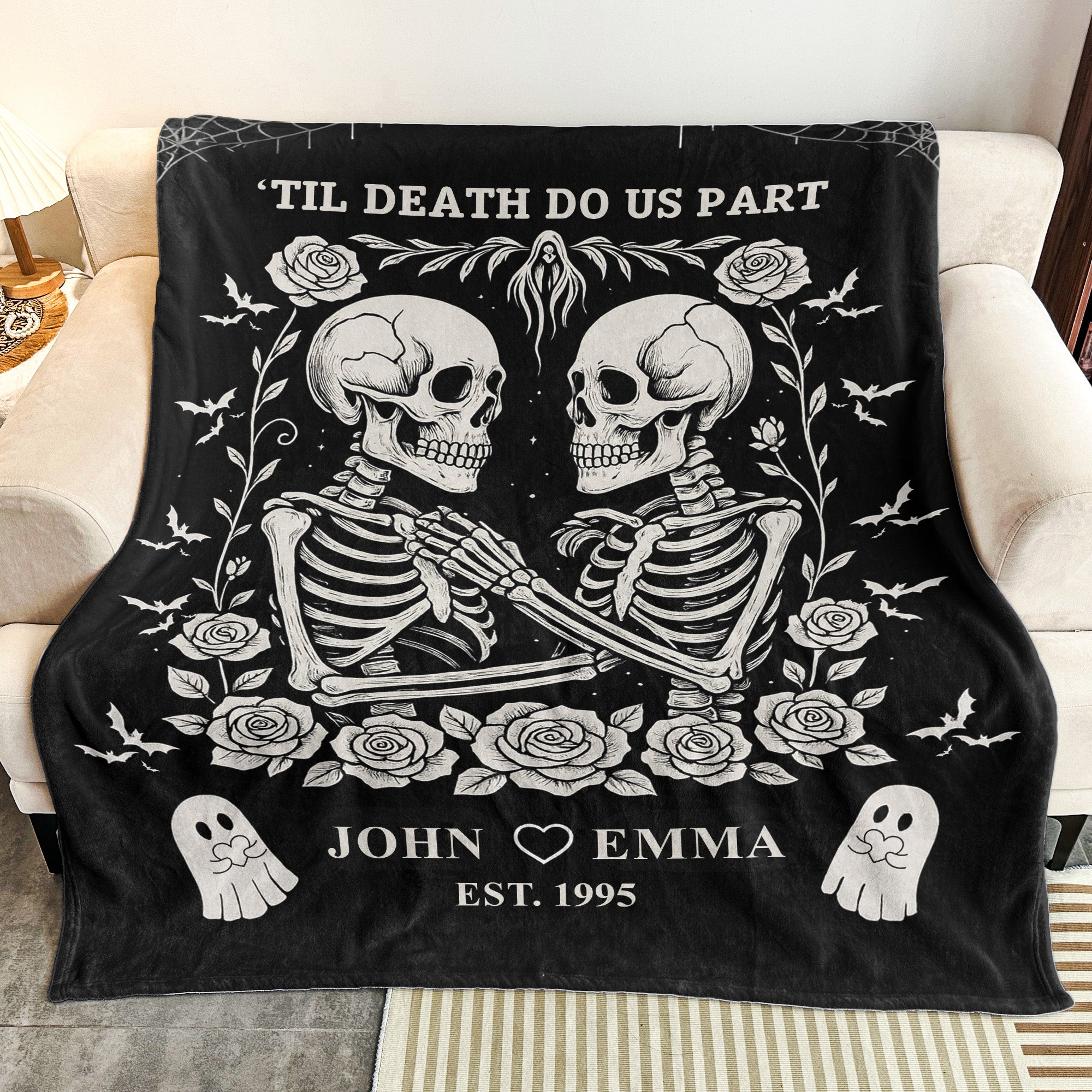 Couple Anniversary Blanket For Her Him - Personalized Blanket