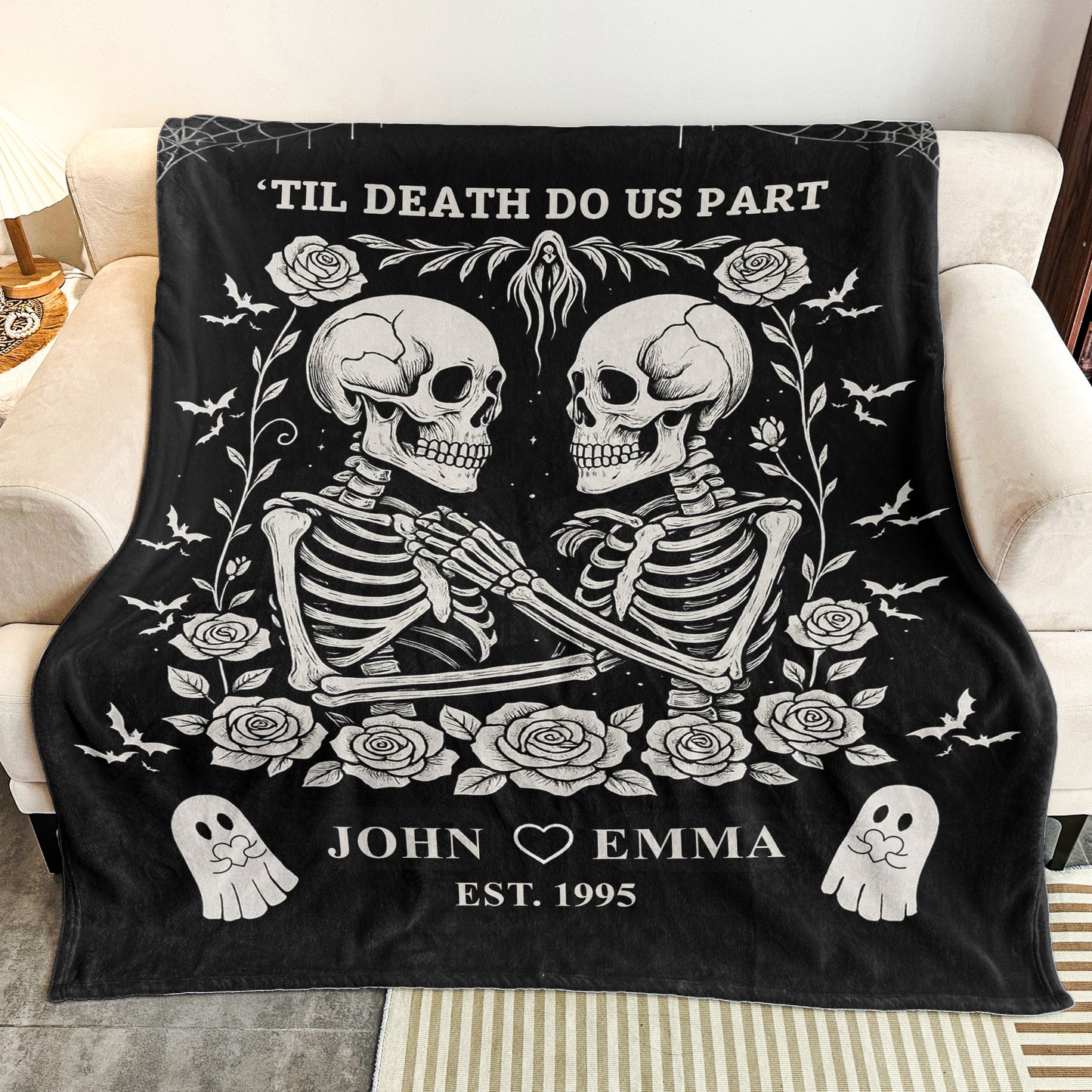 Couple Anniversary Blanket For Her Him - Personalized Blanket