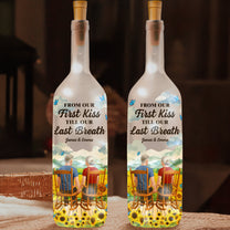 Couple Anniversary From Our First Kiss Till Our Last Breath - Personalized Bottle Lamp