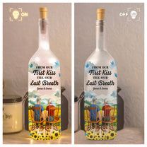 Couple Anniversary From Our First Kiss Till Our Last Breath - Personalized Bottle Lamp