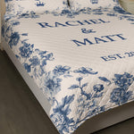 Couple Anniversary Gift Bedding Decor Chinoiserie Toile De Jouy Style - Custom Quilt Set