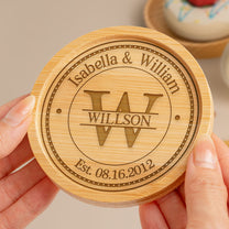 Couple Anniversary - Personalized Wooden Coaster