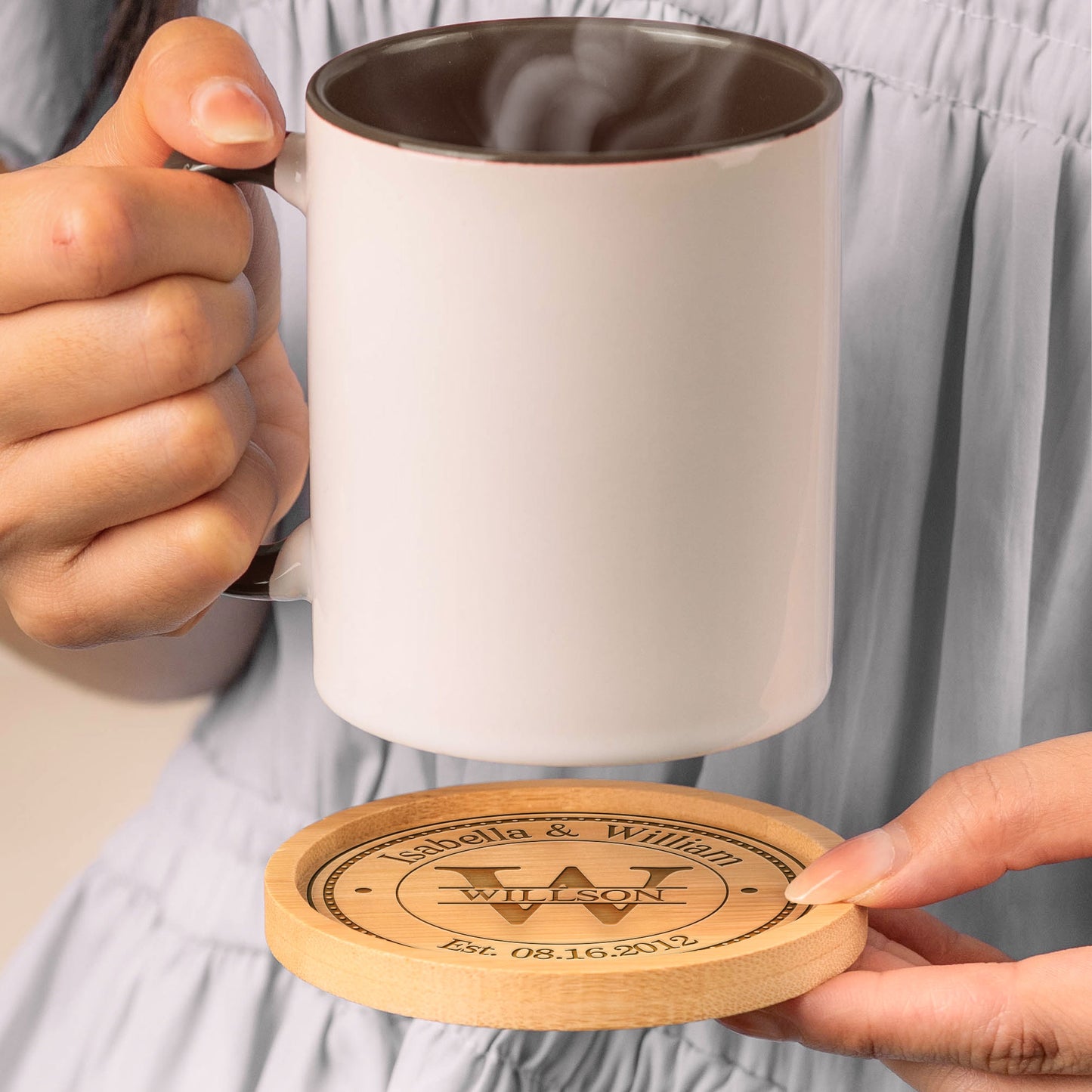 Couple Anniversary - Personalized Wooden Coaster