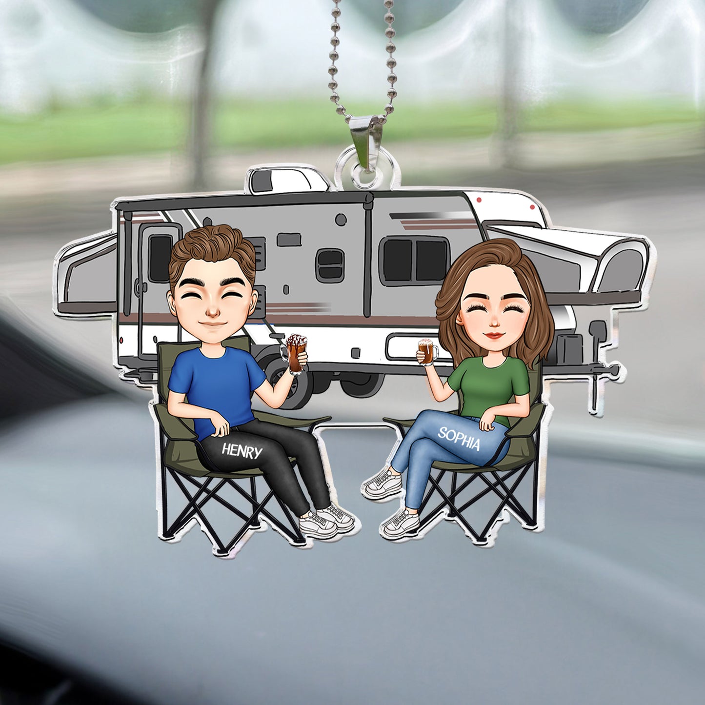 Couple Camping - Personalized Car Ornament