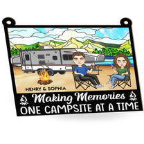 Couple Camping Together - Personalized Window Hanging Suncatcher Ornament