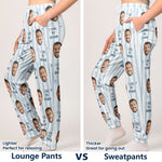 Couple Custom Photo Funny Stripe Background - Personalized Photo Sweatpants, Lounge Pants With Pockets