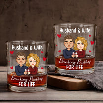 Couple Drinking Buddies For Life - Personalized Whiskey Glass And Wine Glass Set