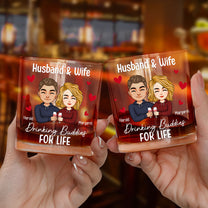 Couple Drinking Buddies For Life - Personalized Whiskey Glass And Wine Glass Set