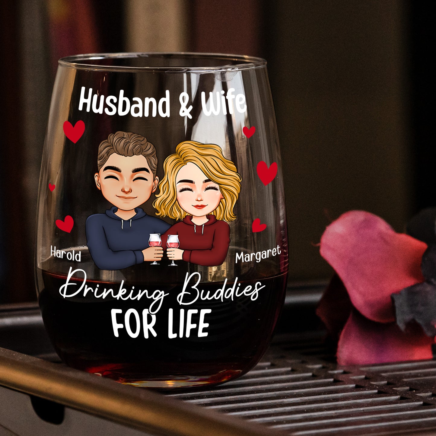 Couple Drinking Buddies For Life - Personalized Whiskey Glass And Wine Glass Set