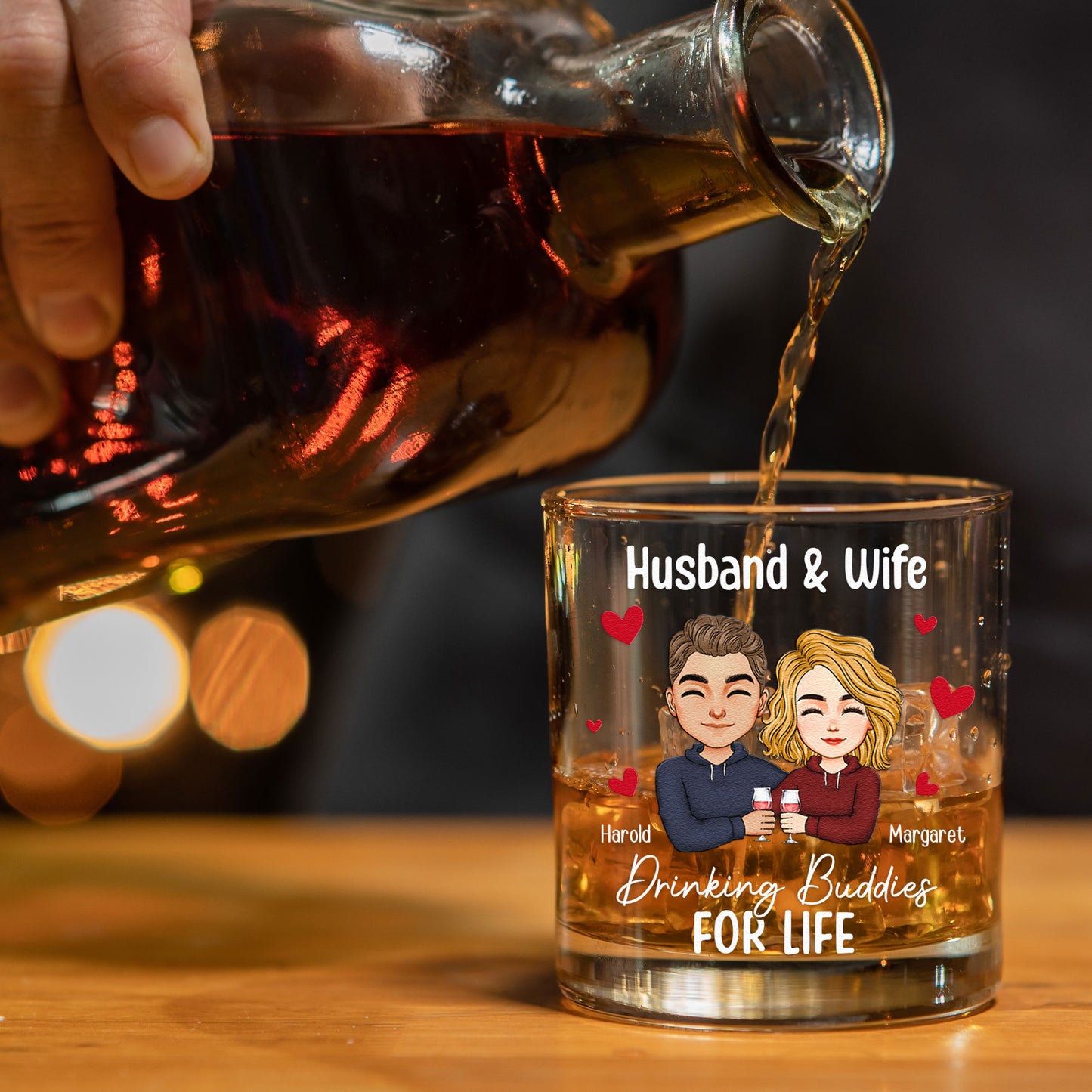 Couple Drinking Buddies For Life - Personalized Whiskey Glass And Wine Glass Set