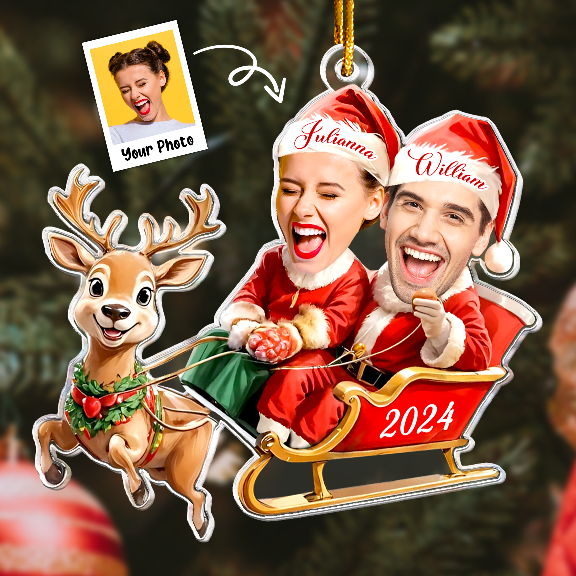 Couple Funny Custom Ornament - Personalized Acrylic Photo Ornament