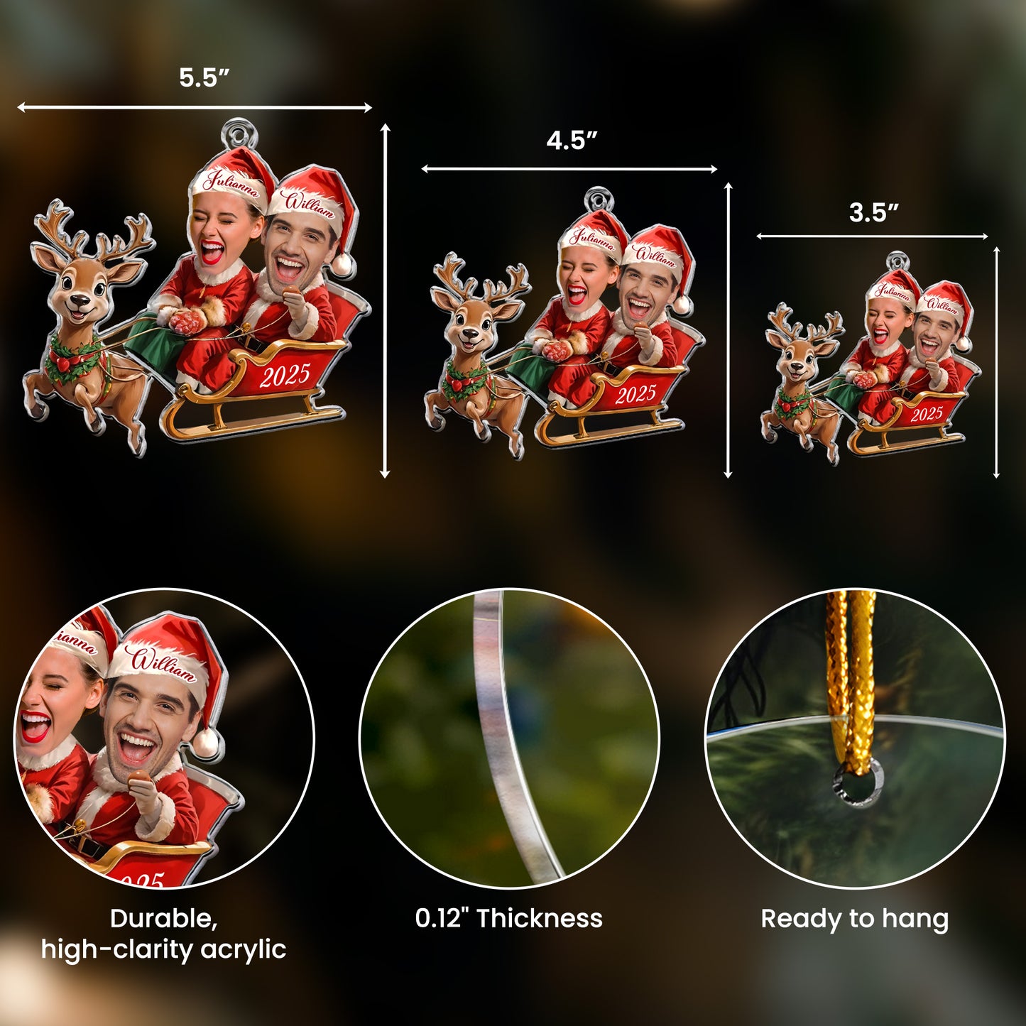 Couple Funny Custom Ornament - Personalized Acrylic Photo Ornament