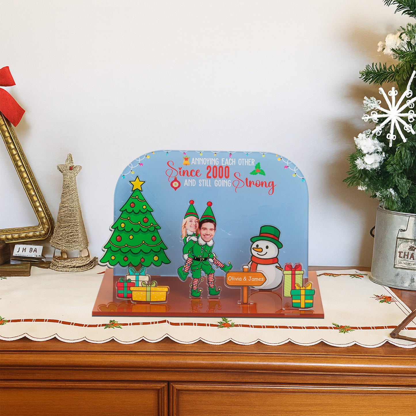 Couple Funny Elf - Personalized 3D Acrylic Photo Standee