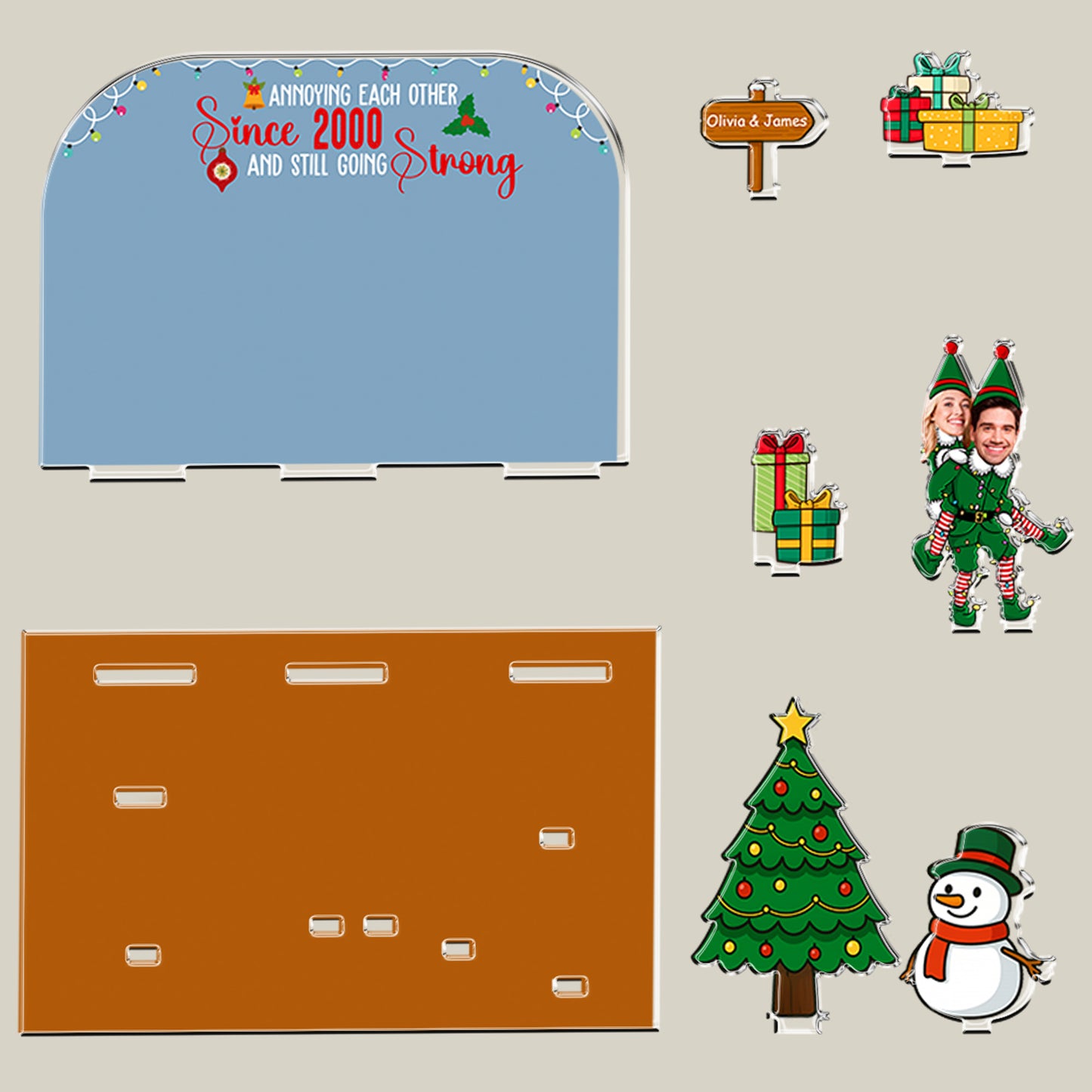 Couple Funny Elf - Personalized 3D Acrylic Photo Standee