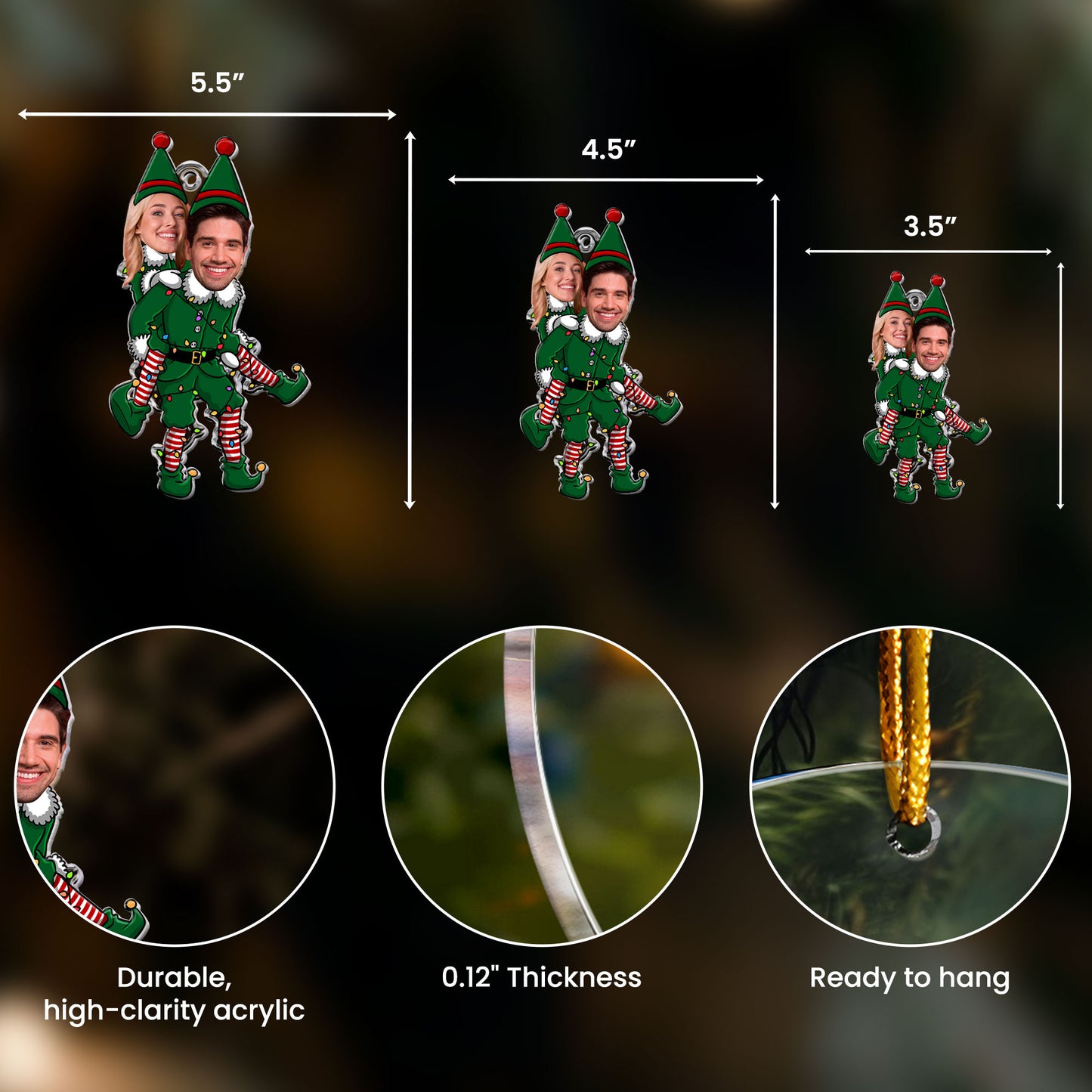 Couple Funny Elf - Personalized Acrylic Photo Ornament