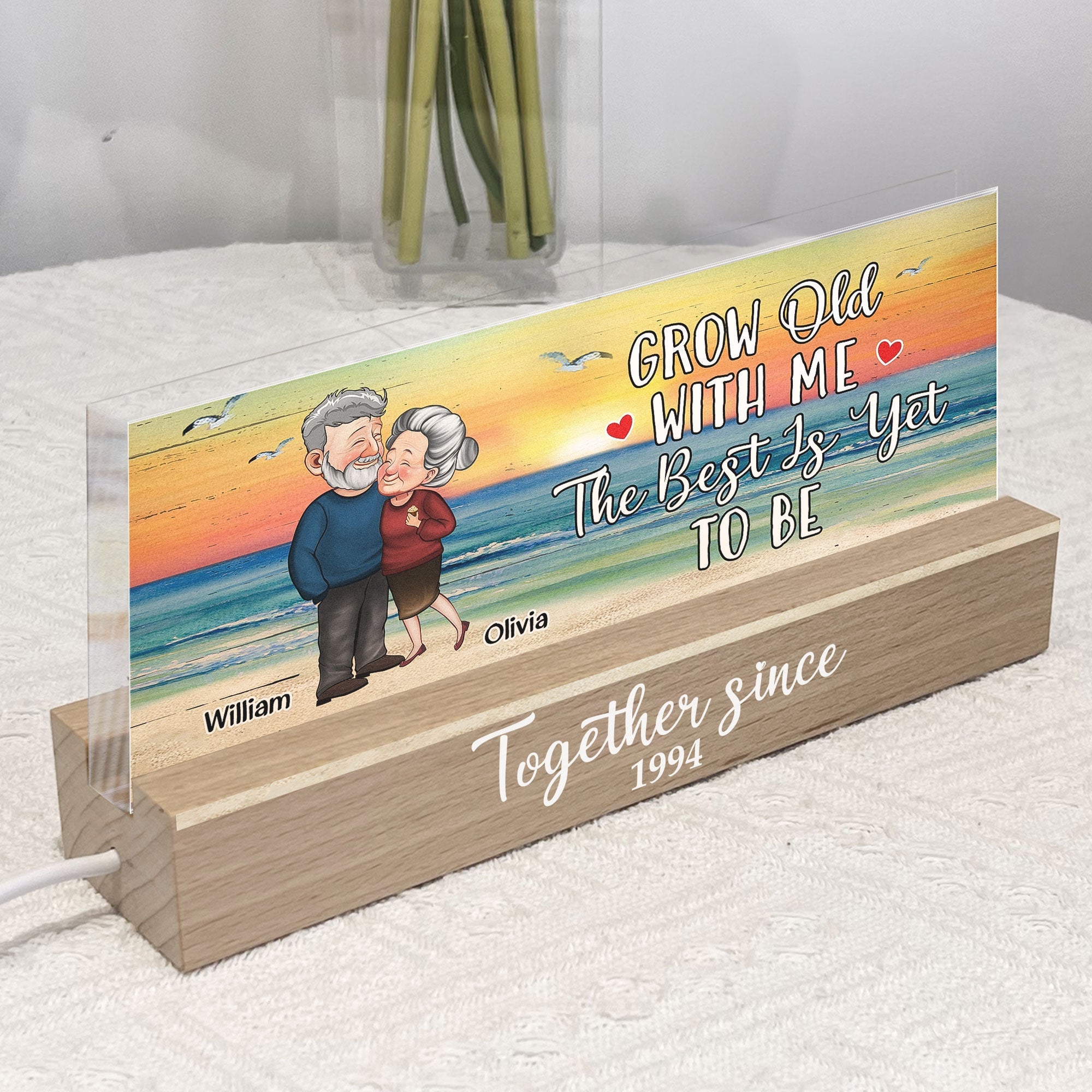 Couple Gift Grow Old With Me The Best Is Yet To Be - Personalized LED Night Light