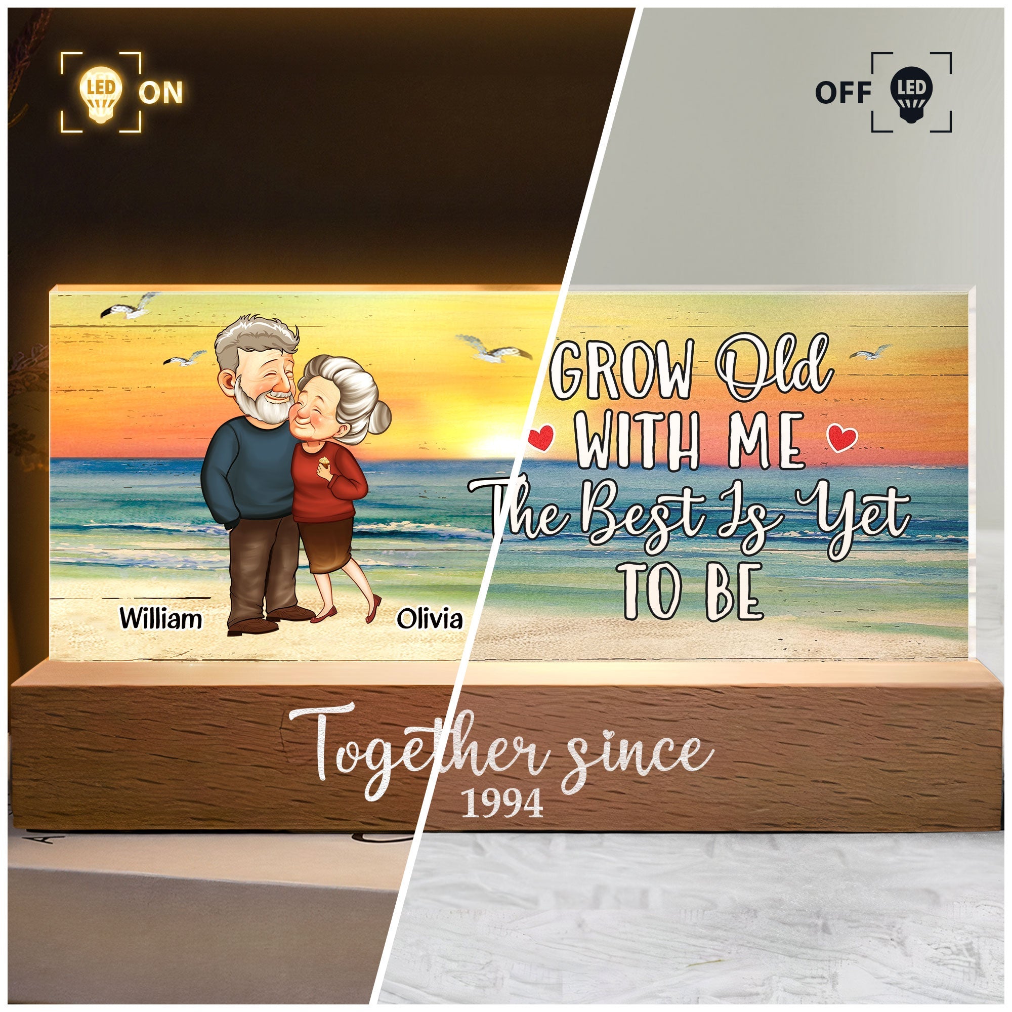 Couple Gift Grow Old With Me The Best Is Yet To Be - Personalized LED Night Light