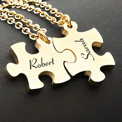 Couple Gifts Romantic Gift - Personalized Engraved Puzzle Necklace