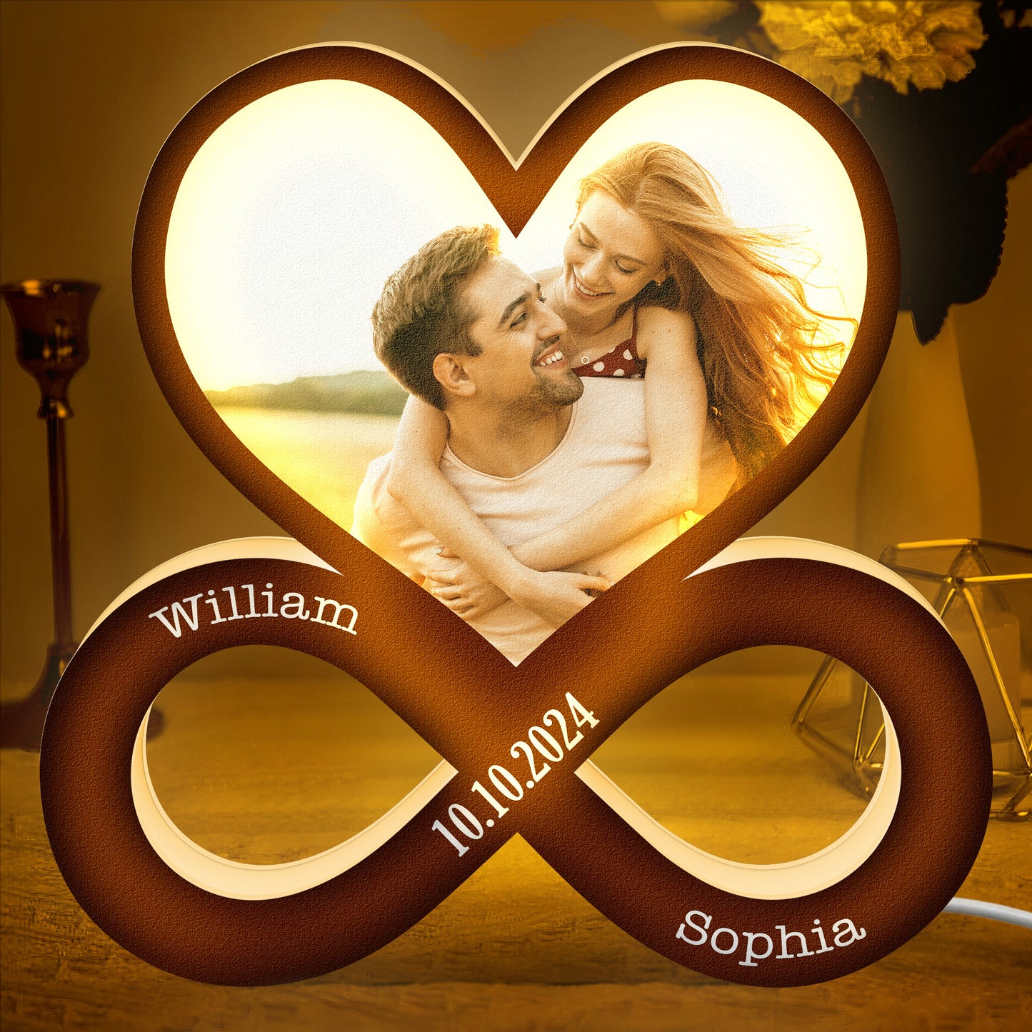 Couple Heart Infinity - Personalized Photo Light Box