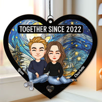 Couple Heart Together Since - Personalized Window Hanging Suncatcher Ornament