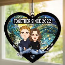 Couple Heart Together Since - Personalized Window Hanging Suncatcher Ornament