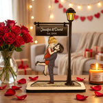 Couple Kissing Anniversary Valentine's Day Gift For Her, Him - Personalized Wooden Plaque