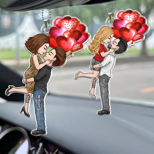 Couple Kissing Anniversary Valentine's Day Gift For Him/Her - Personalized Rear View Mirror Accessory