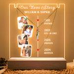 Couple Love Story - Personalized LED Light Acrylic Photo Plaque With Couple Necklace