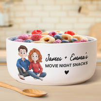 Couple Movie Night Snacks - Personalized Ceramic Bowl